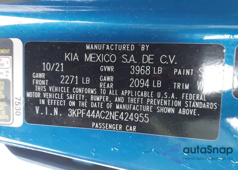 2022 Kia Forte Gt from USA, damaged, VIN 3KPF44AC2NE424955